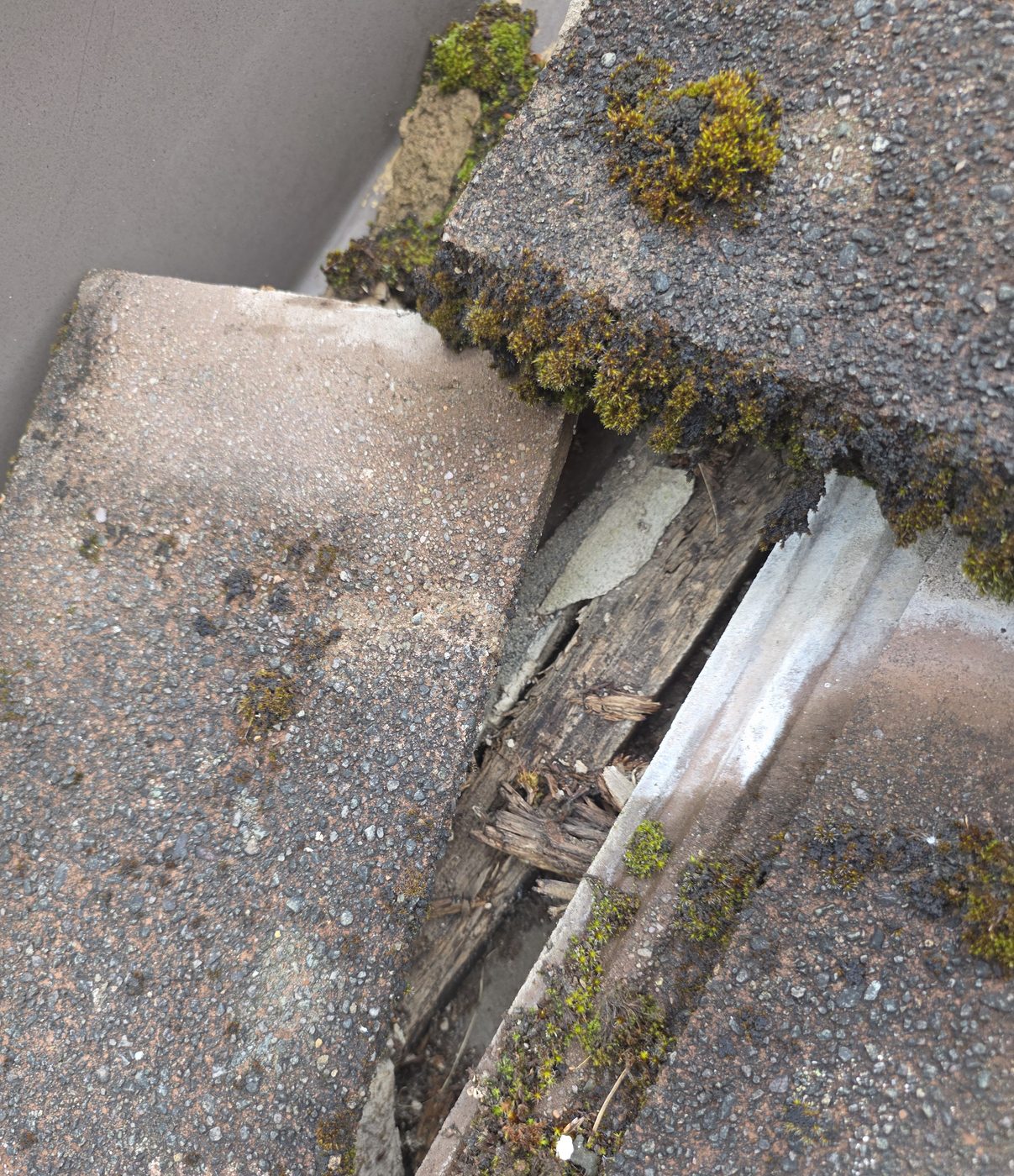Storm-damaged flashing