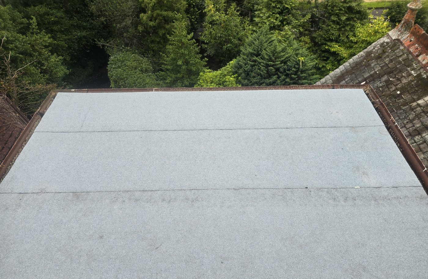 Newly completed flat roof