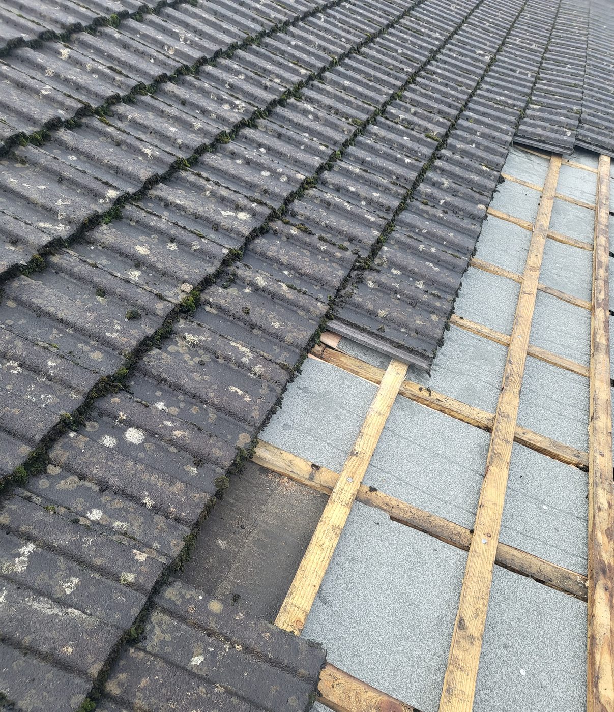Roof repair in progress